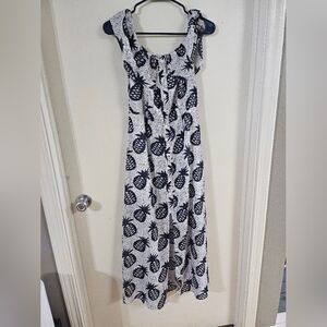 Lucca Couture Navy and White Pineapple Maxi Dress